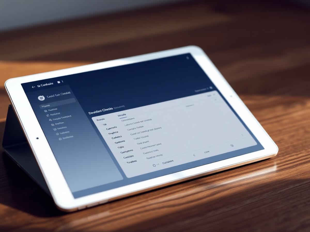 Tablet displaying a clean compliance support application